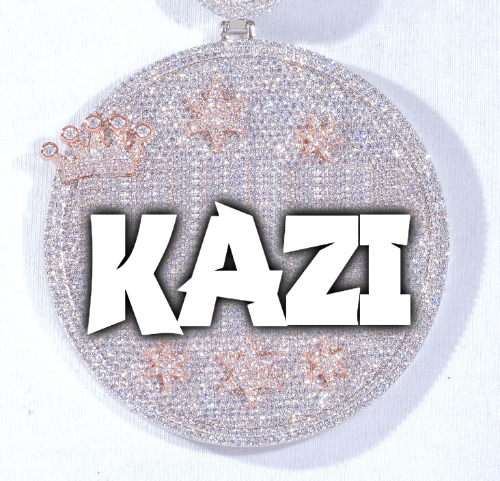 CUSTOM LETTER NECKLACE 3D BIG CROWN DISC