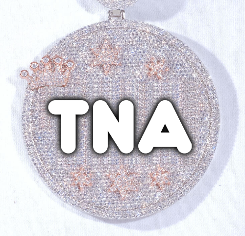 CUSTOM LETTER NECKLACE 3D BIG CROWN DISC