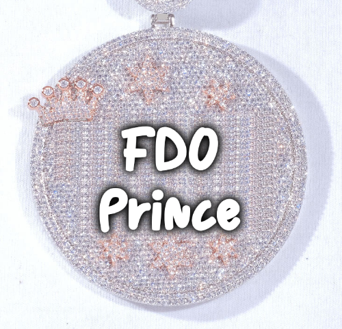 CUSTOM LETTER NECKLACE 3D BIG CROWN DISC