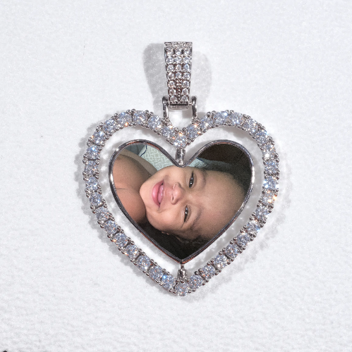 3D Spinning 2-Faced Heart Custom Picture Pendant