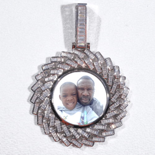Large 3D Baguette Custom Picture Pendant