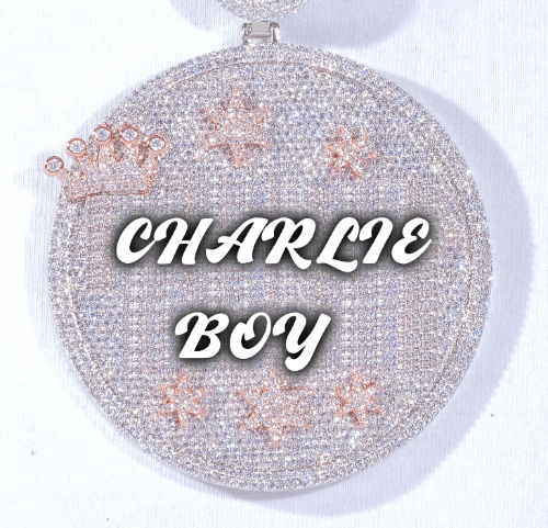 CUSTOM LETTER NECKLACE 3D BIG CROWN DISC