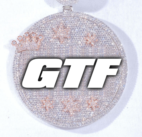 CUSTOM LETTER NECKLACE 3D BIG CROWN DISC