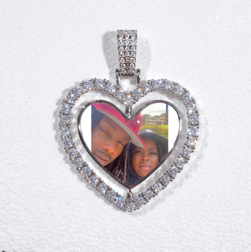 3D Spinning 2-Faced Heart Custom Picture Pendant