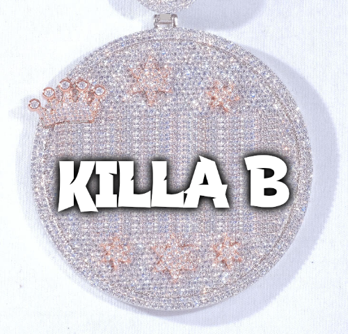 CUSTOM LETTER NECKLACE 3D BIG CROWN DISC