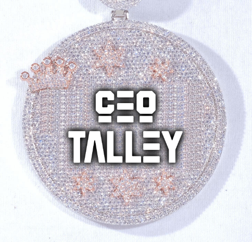 CUSTOM LETTER NECKLACE 3D BIG CROWN DISC