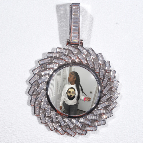 Large 3D Baguette Custom Picture Pendant