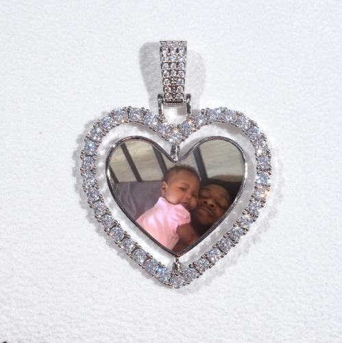 3D Spinning 2-Faced Heart Custom Picture Pendant