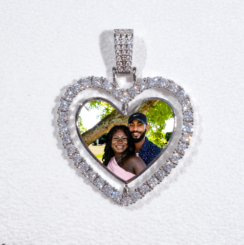 3D Spinning 2-Faced Heart Custom Picture Pendant