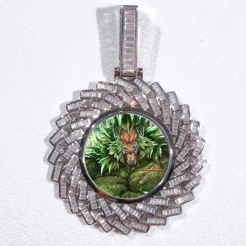 Large 3D Baguette Custom Picture Pendant