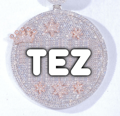 CUSTOM LETTER NECKLACE 3D BIG CROWN DISC