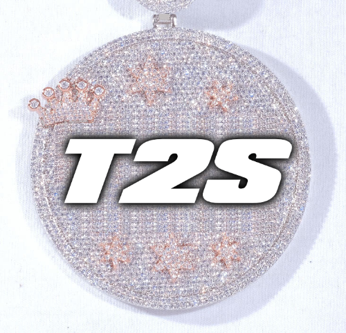 CUSTOM LETTER NECKLACE 3D BIG CROWN DISC