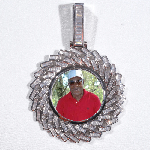Large 3D Baguette Custom Picture Pendant