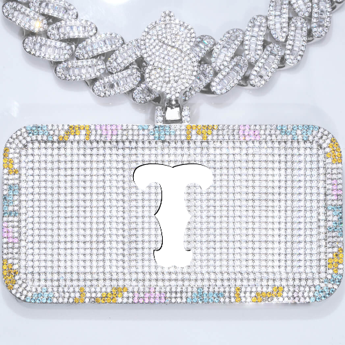CUSTOM LETTER NECKLACE 3D COLORFUL SQUARE
