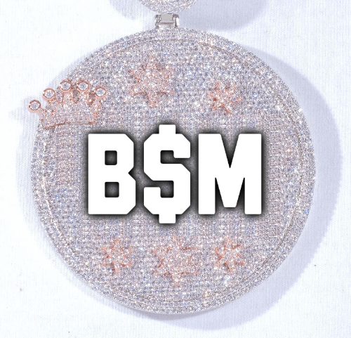 CUSTOM LETTER NECKLACE 3D BIG CROWN DISC