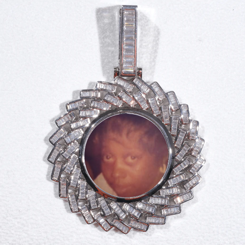 Large 3D Baguette Custom Picture Pendant