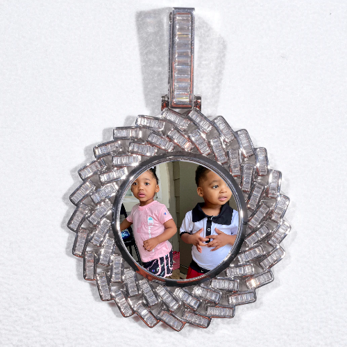 Large 3D Baguette Custom Picture Pendant