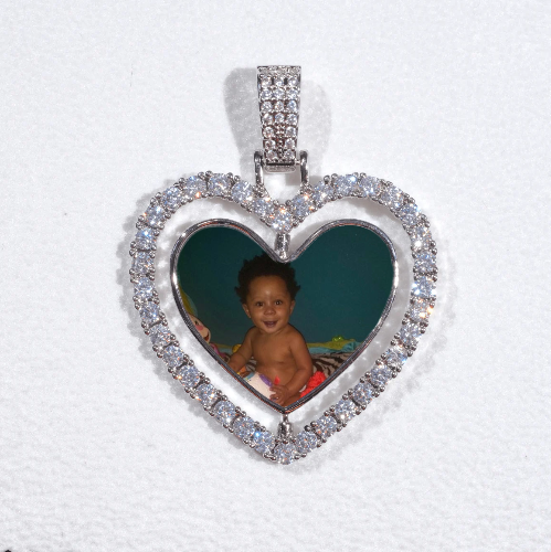 3D Spinning 2-Faced Heart Custom Picture Pendant