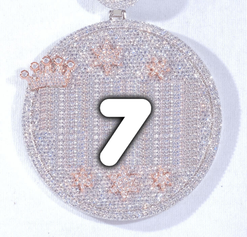 CUSTOM LETTER NECKLACE 3D BIG CROWN DISC