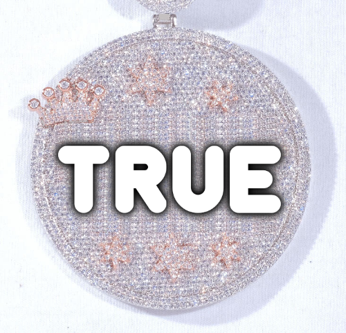 CUSTOM LETTER NECKLACE 3D BIG CROWN DISC