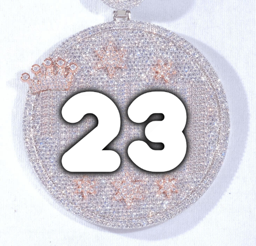 CUSTOM LETTER NECKLACE 3D BIG CROWN DISC