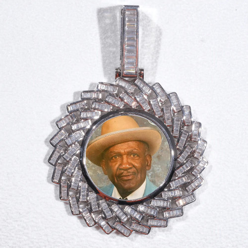 Large 3D Baguette Custom Picture Pendant