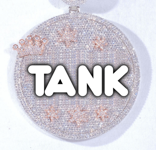CUSTOM LETTER NECKLACE 3D BIG CROWN DISC