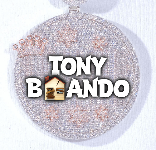CUSTOM LETTER NECKLACE 3D BIG CROWN DISC