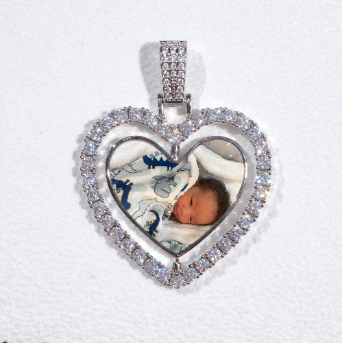 3D Spinning 2-Faced Heart Custom Picture Pendant