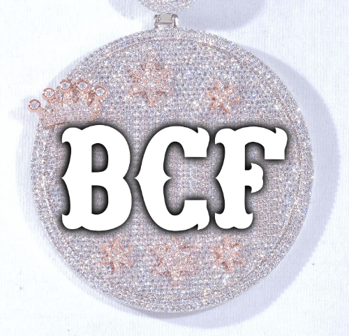 CUSTOM LETTER NECKLACE 3D BIG CROWN DISC