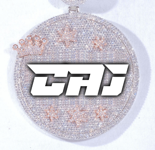 CUSTOM LETTER NECKLACE 3D BIG CROWN DISC