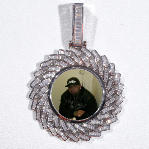 Large 3D Baguette Custom Picture Pendant