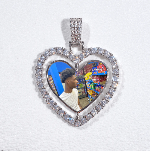 3D Spinning 2-Faced Heart Custom Picture Pendant