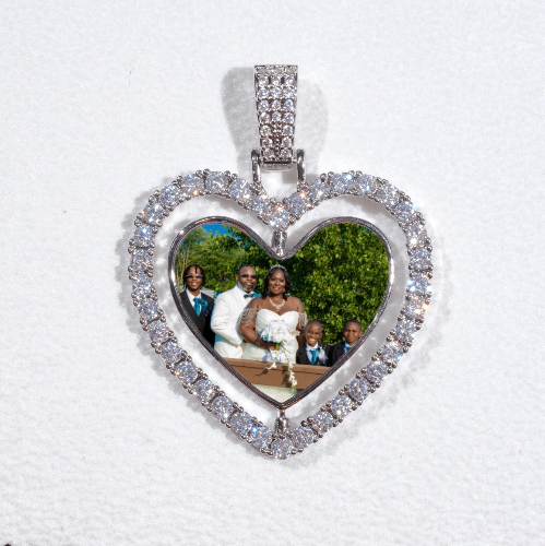 3D Spinning 2-Faced Heart Custom Picture Pendant