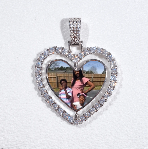 3D Spinning 2-Faced Heart Custom Picture Pendant