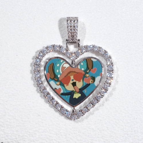 3D Spinning 2-Faced Heart Custom Picture Pendant