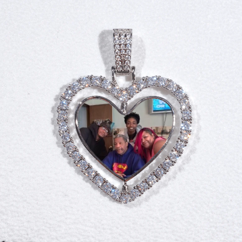 3D Spinning 2-Faced Heart Custom Picture Pendant