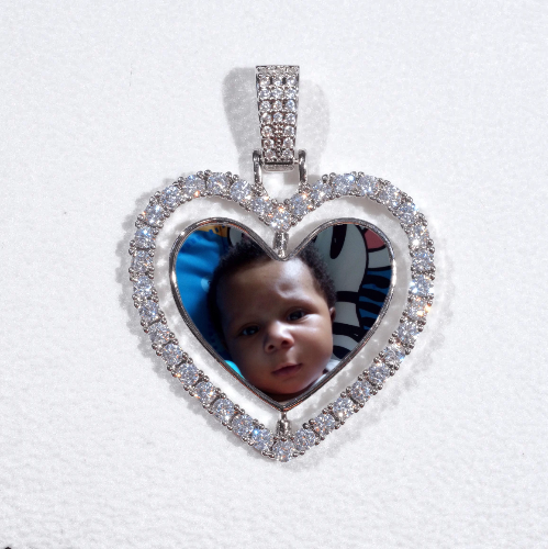 3D Spinning 2-Faced Heart Custom Picture Pendant