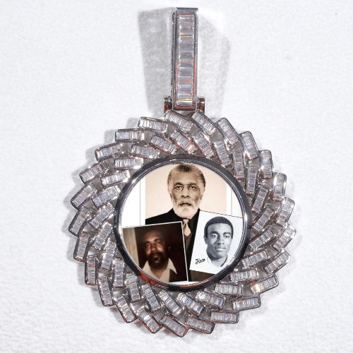 Large 3D Baguette Custom Picture Pendant