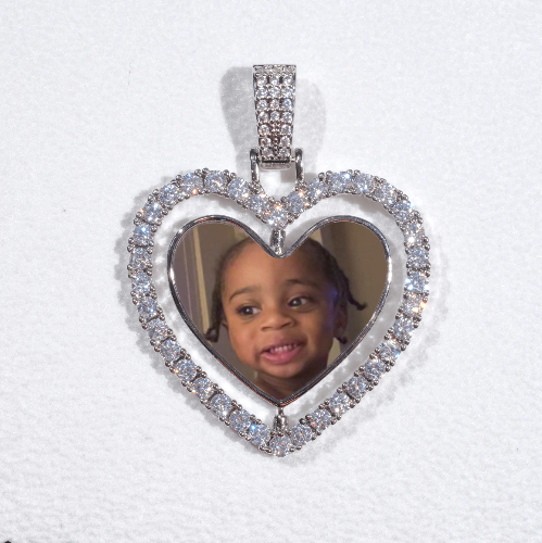 3D Spinning 2-Faced Heart Custom Picture Pendant