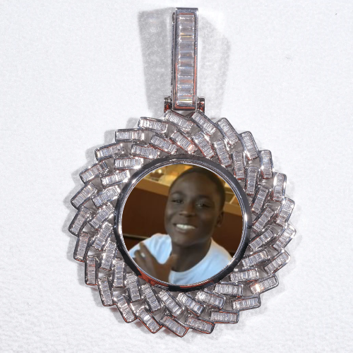 Large 3D Baguette Custom Picture Pendant
