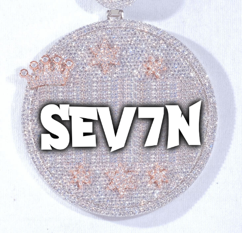 CUSTOM LETTER NECKLACE 3D BIG CROWN DISC