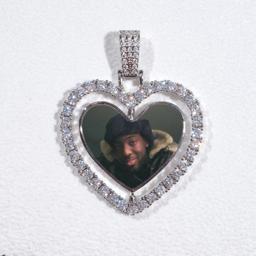 3D Spinning 2-Faced Heart Custom Picture Pendant