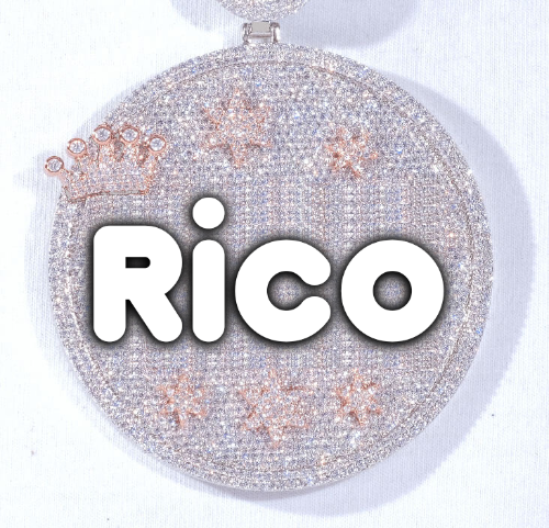 CUSTOM LETTER NECKLACE 3D BIG CROWN DISC