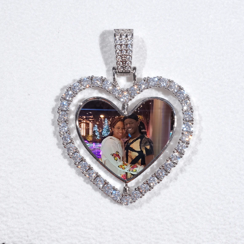 3D Spinning 2-Faced Heart Custom Picture Pendant