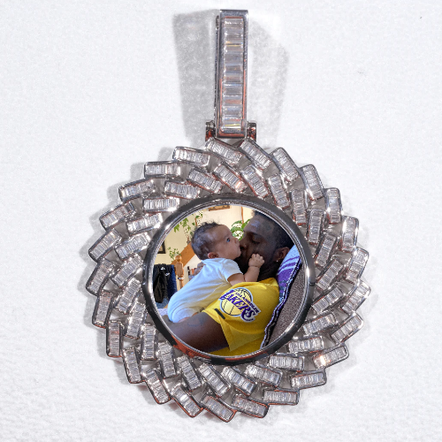 Large 3D Baguette Custom Picture Pendant