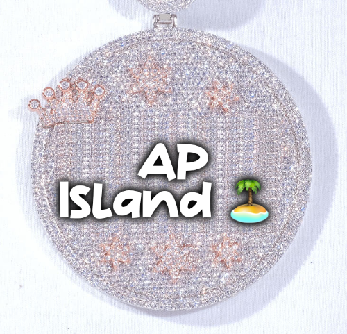 CUSTOM LETTER NECKLACE 3D BIG CROWN DISC