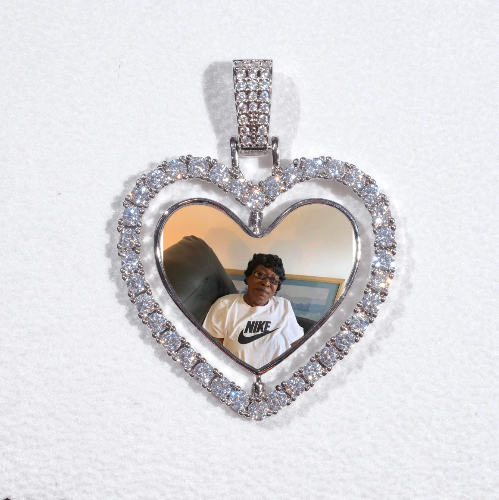 3D Spinning 2-Faced Heart Custom Picture Pendant