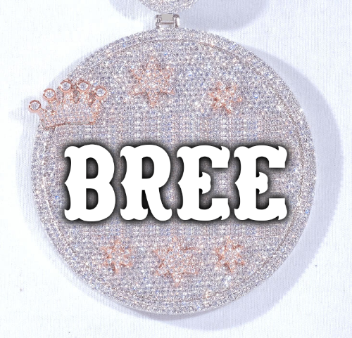 CUSTOM LETTER NECKLACE 3D BIG CROWN DISC