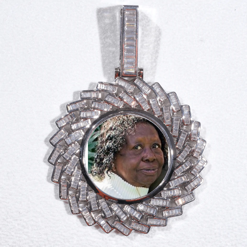 Large 3D Baguette Custom Picture Pendant